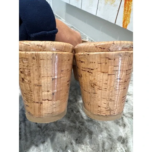 Stuart‎ Weitzman Summer Wedge platform slide sandals beige suede cork size 10B - Picture 7 of 10